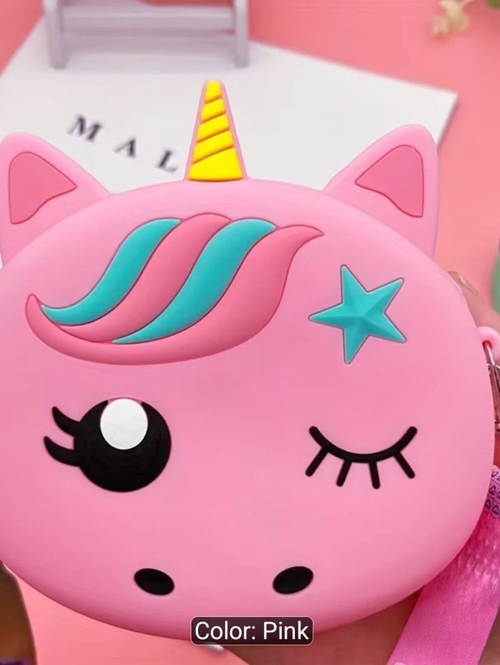 Kids Pink Unicorn Crossbody Bag - Cute Unicorn Purse Sillicone Like